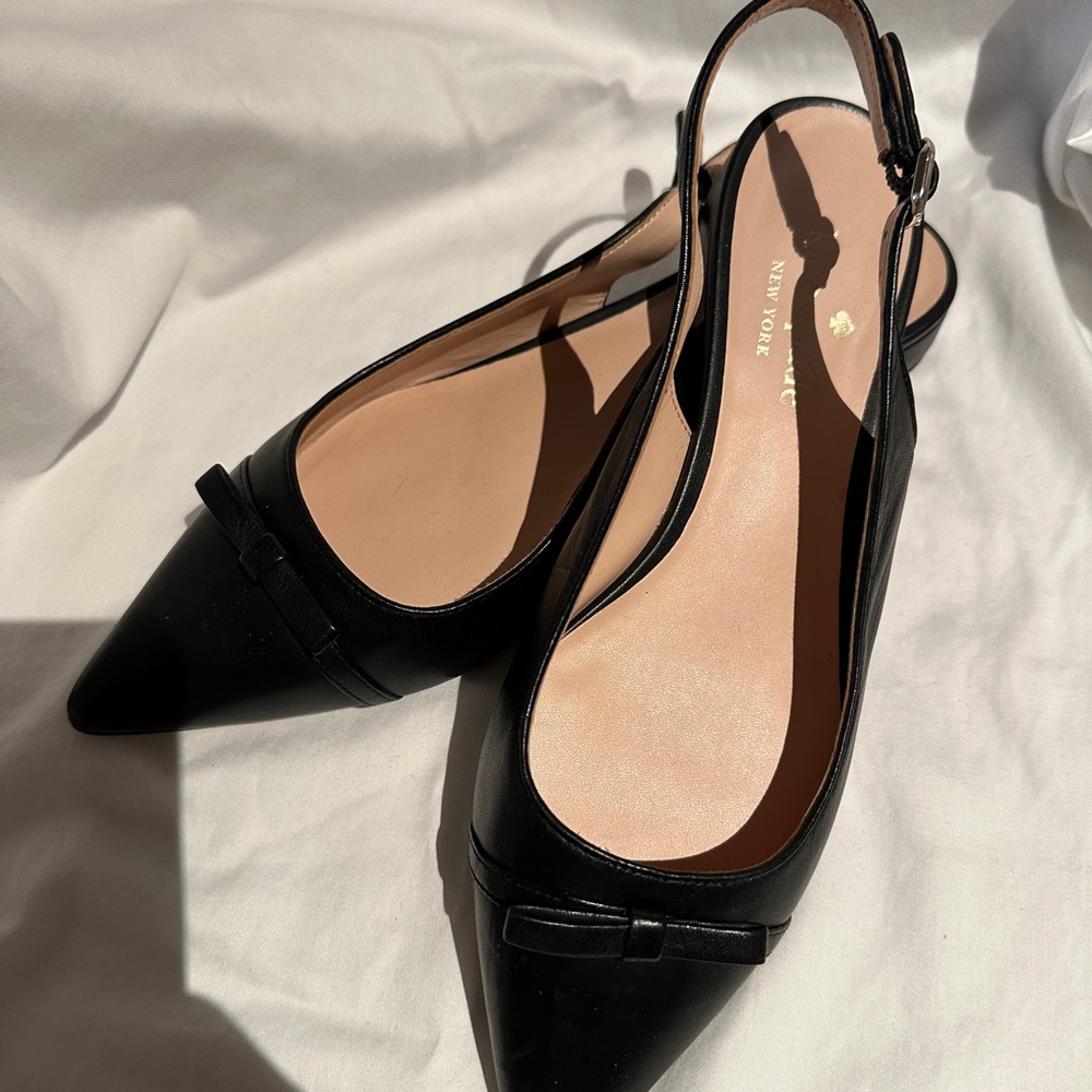 kate spade Black Pointed Toe Slingback Flats